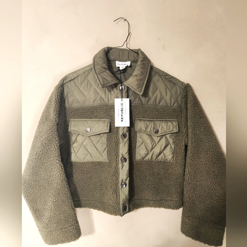 FOR THE REPUBLIC  Sherpa Jacket in Olive Green *NWT*